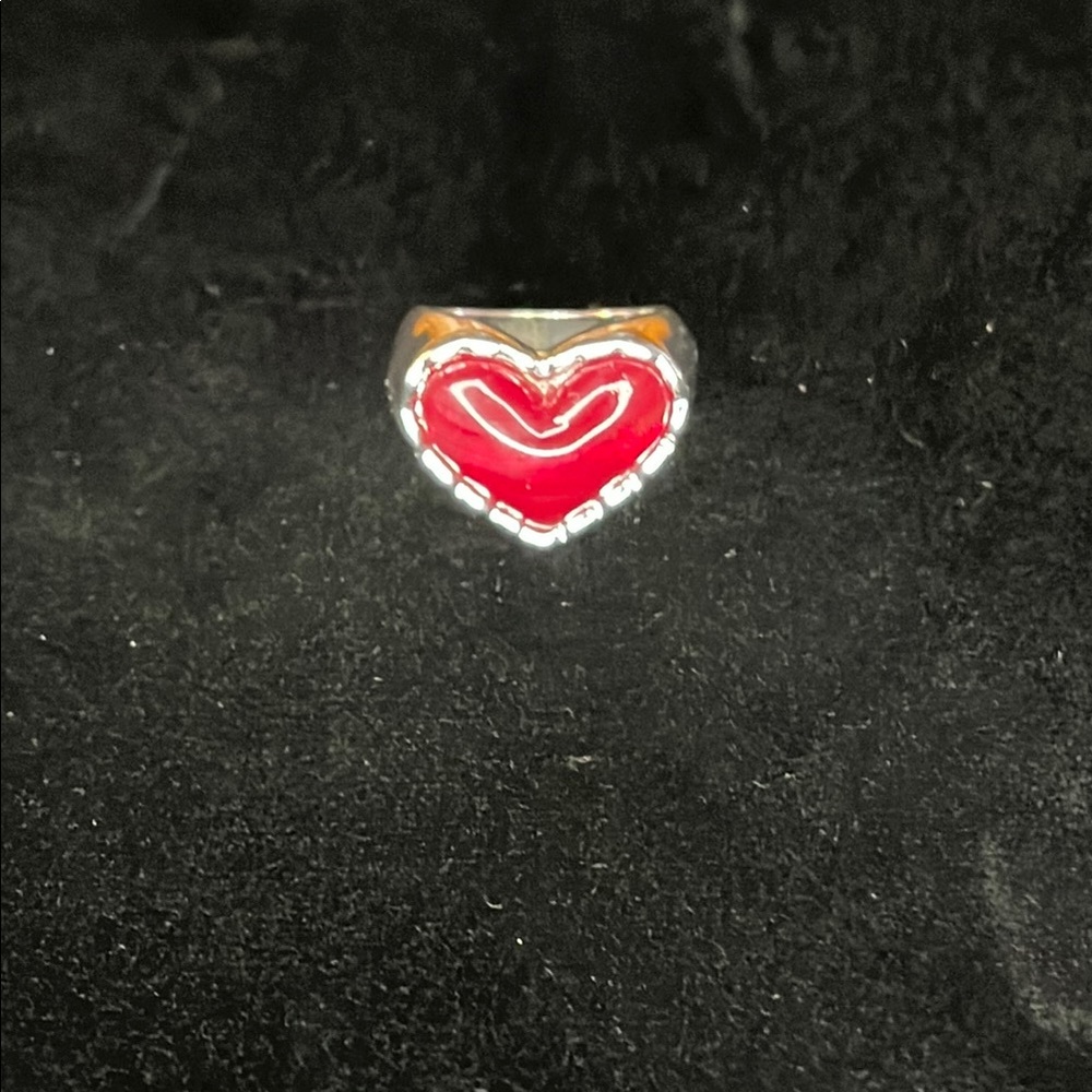 Mango Red Heart Silver Ring